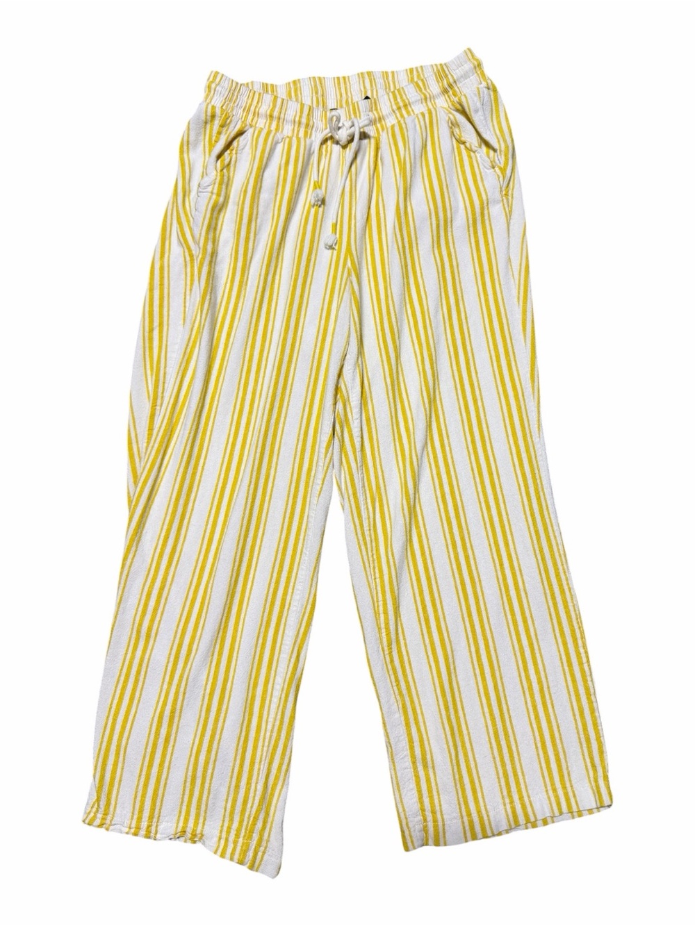 torrid Yellow & White Vertical Stripe Wide Leg Linen blend Pants Sz 1R